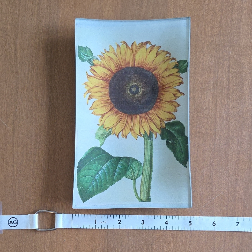 Glass Decoupage Sunflower Tray